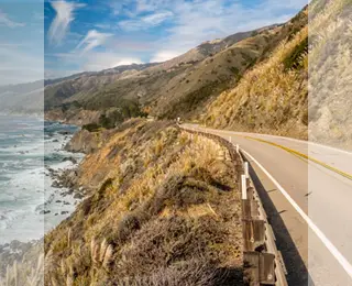 A dry summer highway along the Pacific Coast.