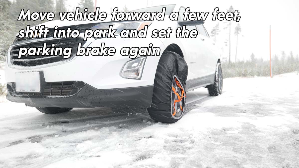 Move vehicle forward a few feet, shift into park and set the parking brake