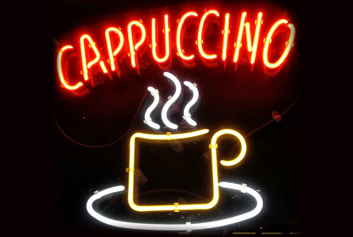Neon sign with coffee cup