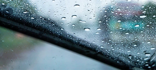 Raindrops on windshield